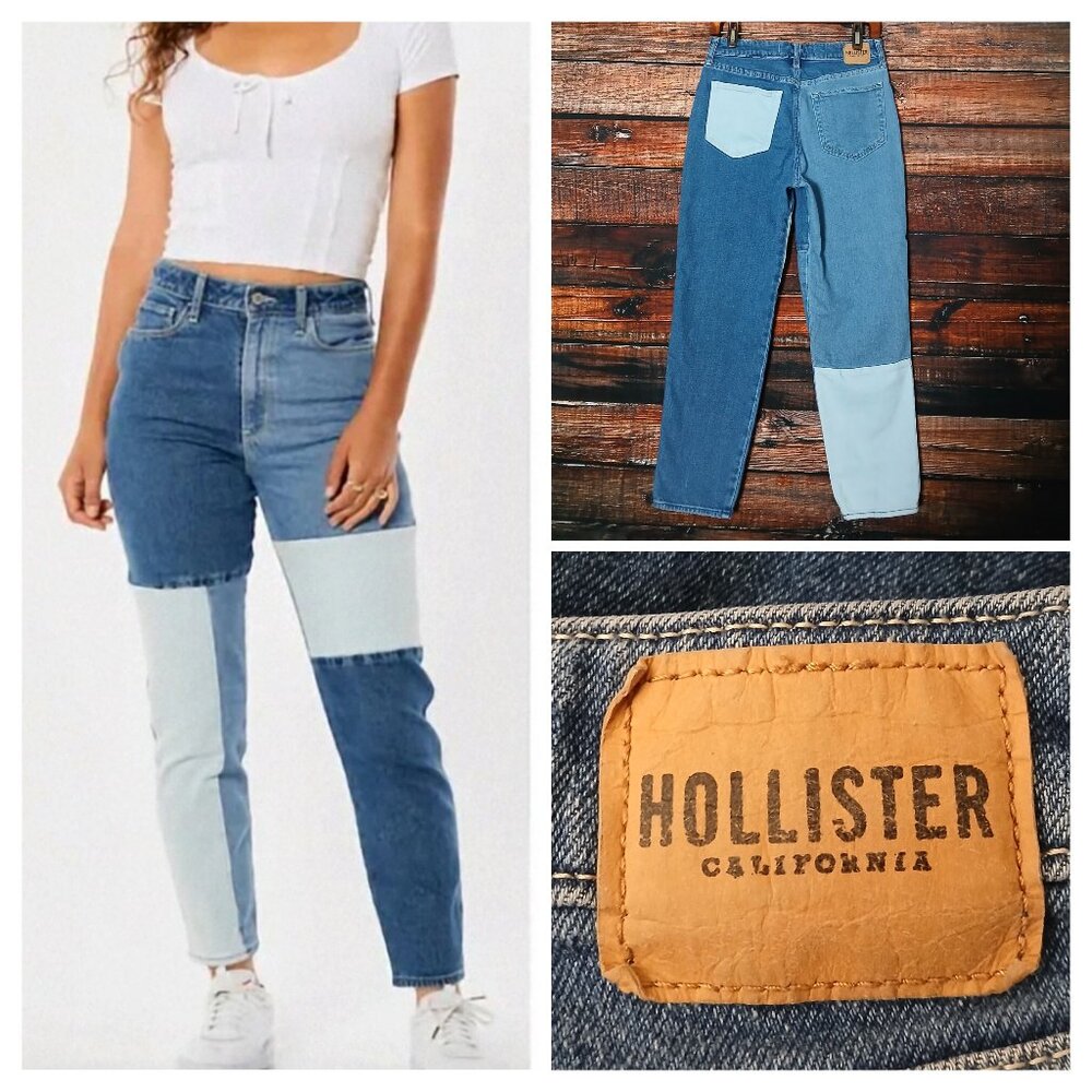 Hollister Jeans 28 Ultra High Rise Mom Ankle Crop Patchwork Denim
